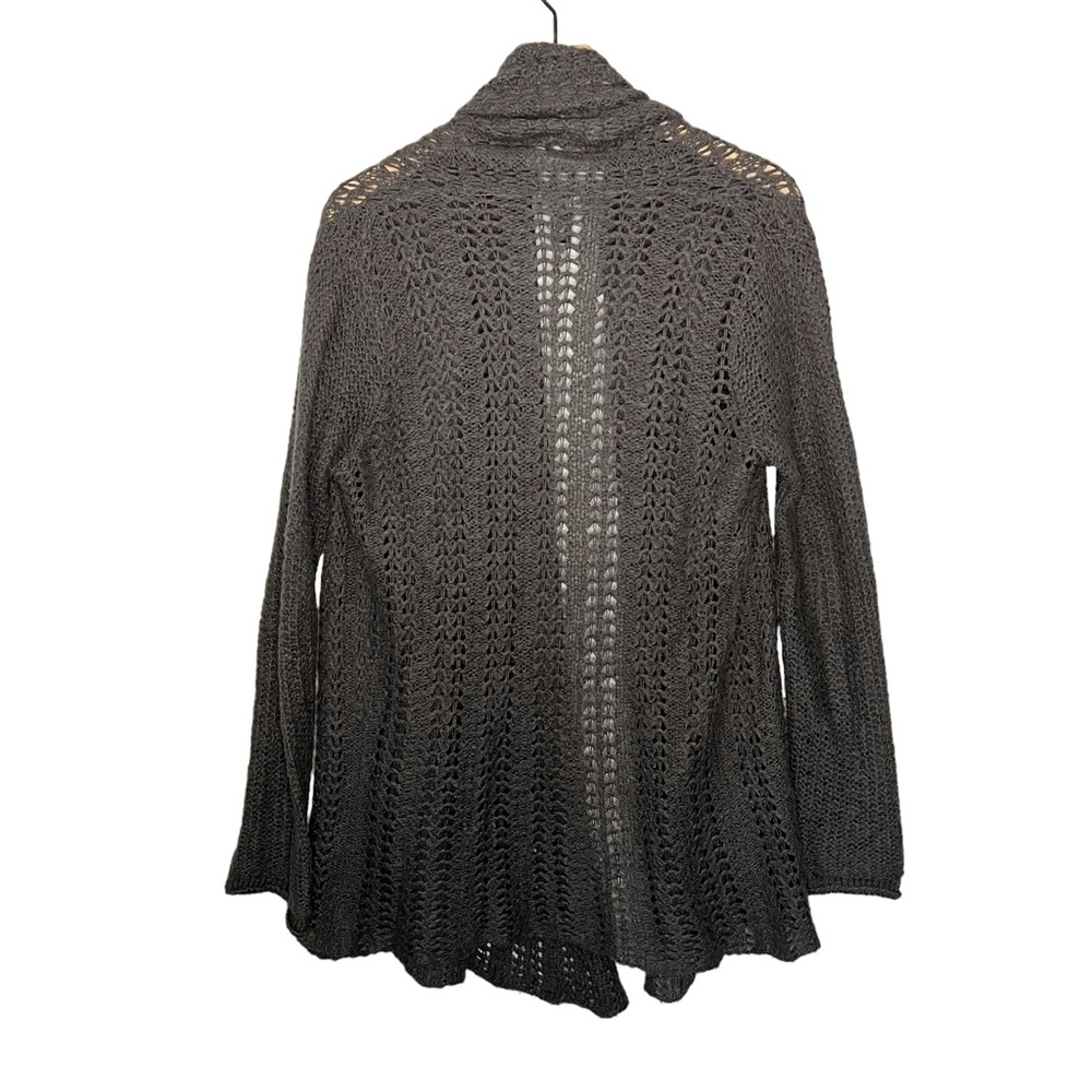 Wooden Ships Alpaca Blend Open Knit Open Cardigan Sweater in Gray M/L - Picture 2 of 5